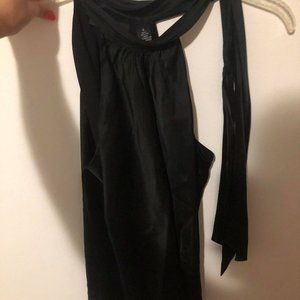 100% Silk Black Asymmetrical Halter Top